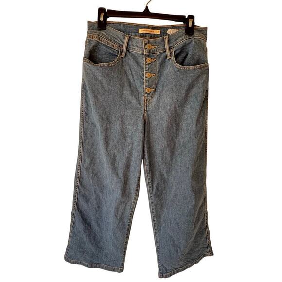 Levis Womens Mile High Cropped Wide Leg Jeans W 29 Button Fly Fisherman Sailor - Picture 2 of 15